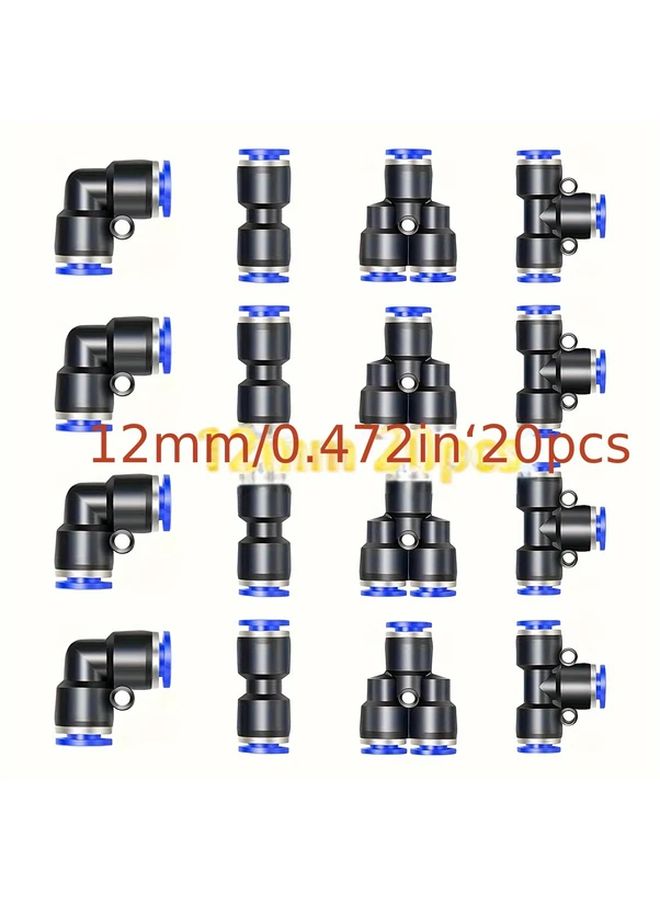 20PCS Pneumatic 3 Way Quick Plug Connectors Set 4MM OD 5 Styles Each PE PV PU PY - Image 2