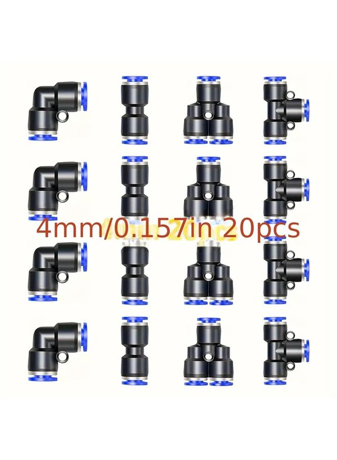 20PCS Pneumatic 3 Way Quick Plug Connectors Set 4MM OD 5 Styles Each PE PV PU PY - Image 4