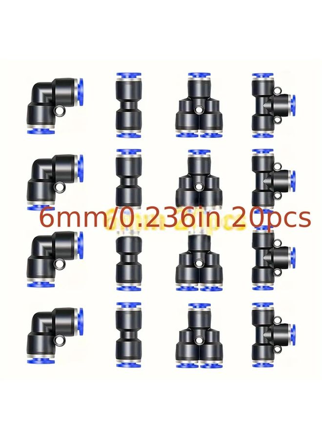 20PCS Pneumatic 3 Way Quick Plug Connectors Set 4MM OD 5 Styles Each PE PV PU PY - Image 5