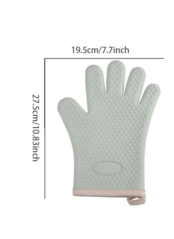 HOOKOR Kitchen Oven Mitts, Heat Resistant Oven Gloves with Quilted Liner Non-Slip Textured Grip Perfect for BBQ, Baking, Cooking and Grilling (Creamy green)  - Image 5