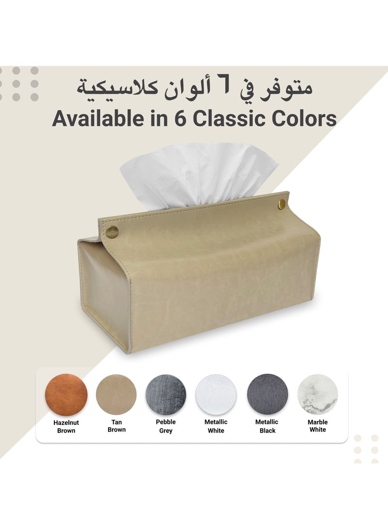 LeArt Leather Tissue Box Holder – Tissue Box Holder for Home Decorations for Living Room, Bedroom and Office | Tissue Box Cover | Car Tissue Holder | Tissue Box Cover for Car (Tan) - Image 5