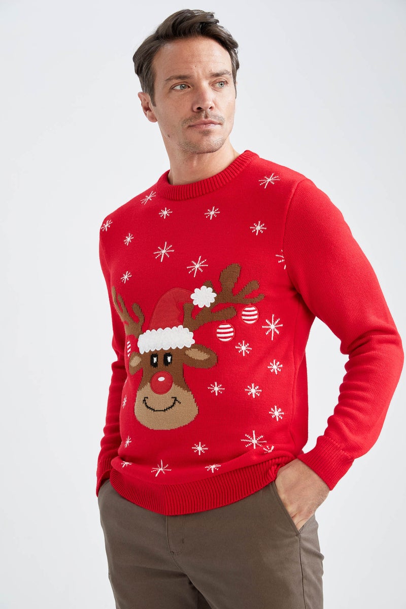 DeFacto Man Christmas Themed Regular Fit Crew Neck Pullover  - Image 1