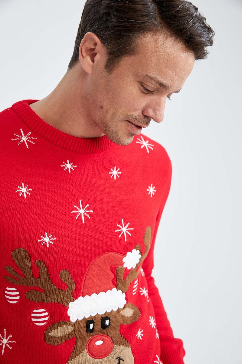DeFacto Man Christmas Themed Regular Fit Crew Neck Pullover  - Image 4