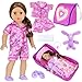 Ecore Fun 18 Inch Doll Clothes and Accessories Bedding Accessories 8pcs MultiFunctional Sling BagUnfold Into A Bed Pajamas Slippers Pillow Blanket Toy Rabbit Hairband - Image 2