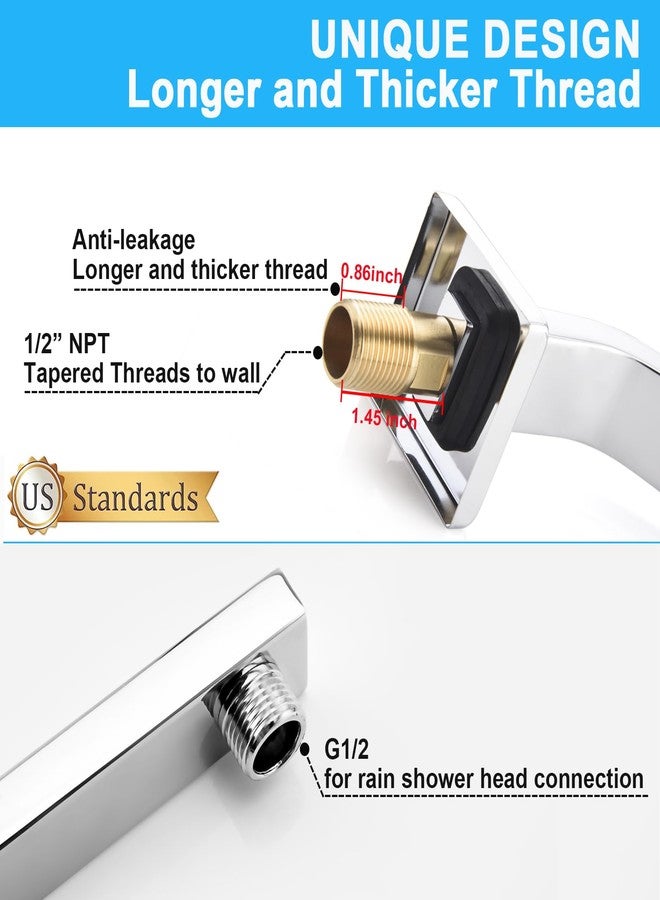 Uvish Square Shower Head Extension Arm with Flange 16.5 Inch Extra Long S Shaped Shower Head Riser Pipe, Uvish Stainless Steel High Rise Goose Neck Shower Extender, Standard 1/2" Connection, Chrome - Image 4