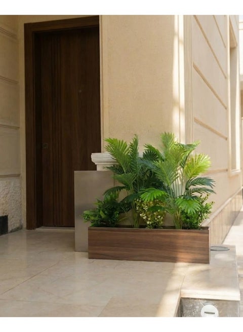 Rectangular Wooden Pot with High-Quality Artificial Plants – Modern Elegant Design for Indoor & Outdoor Home Decor (80×20 cm)