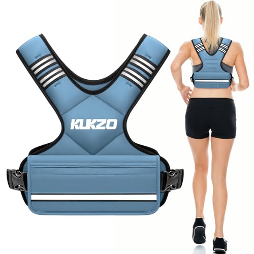 KUKZO Adjustable Weighted Vest Woman Men, 6-12lb Weight Vest with 6 Ironsand Weights for Strength Training Rucking Running Walking Fitness Workout, Blue - Image 1