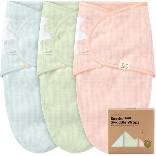 KeaBabies 3Pack Organic Swaddles for Newborns Baby Sleep Sacks 03 Months Baby Swaddle Wrap Newborn Wearable Blanket Infant Sleep Sack for Girls Boys Soft Snug Large Hook Loop Closure Mellow - Image 1