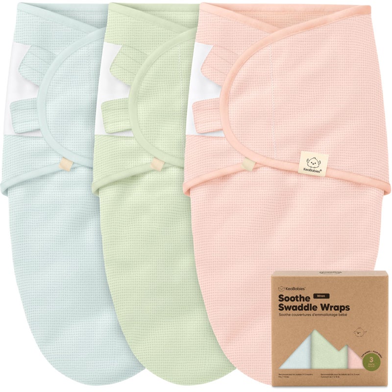 KeaBabies 3Pack Organic Swaddles for Newborns Baby Sleep Sacks 03 Months Baby Swaddle Wrap Newborn Wearable Blanket Infant Sleep Sack for Girls Boys Soft Snug Large Hook Loop Closure Mellow - Image 2