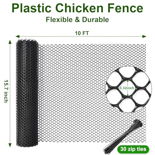Laddatz Plastic Chicken Wire Mesh 157 in x 10 ft Black Plastic Wire Mesh Fence for Dogs Cats Poultry Garden Netting Animal Barrier Balcony Netting for Pets Laddatz - Image 3