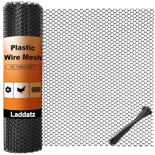 Laddatz Plastic Chicken Wire Mesh 157 in x 10 ft Black Plastic Wire Mesh Fence for Dogs Cats Poultry Garden Netting Animal Barrier Balcony Netting for Pets Laddatz - Image 1