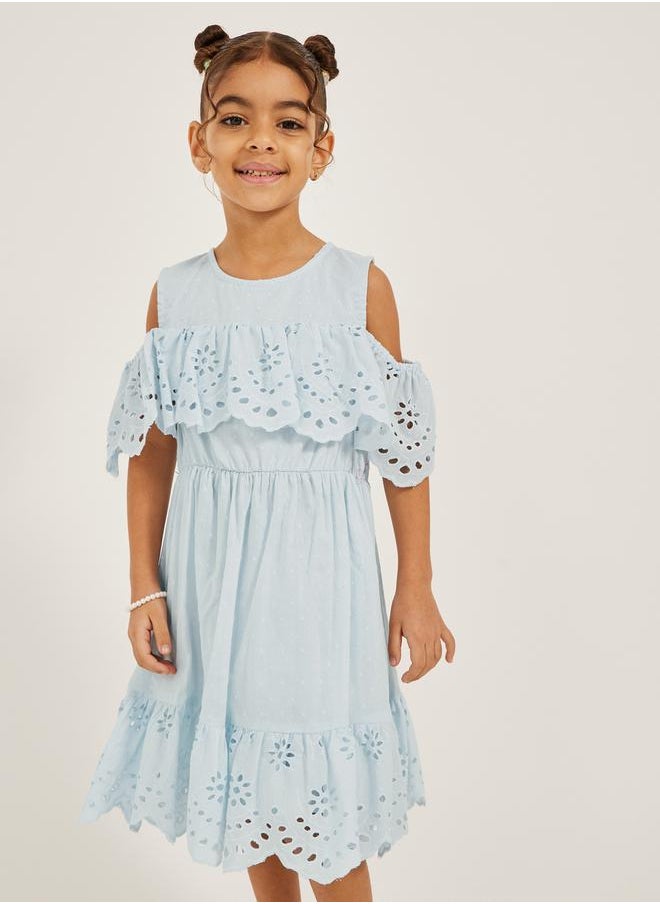 Styli Cold Shoulder Sleeve Schiffli Dress  - Image 2