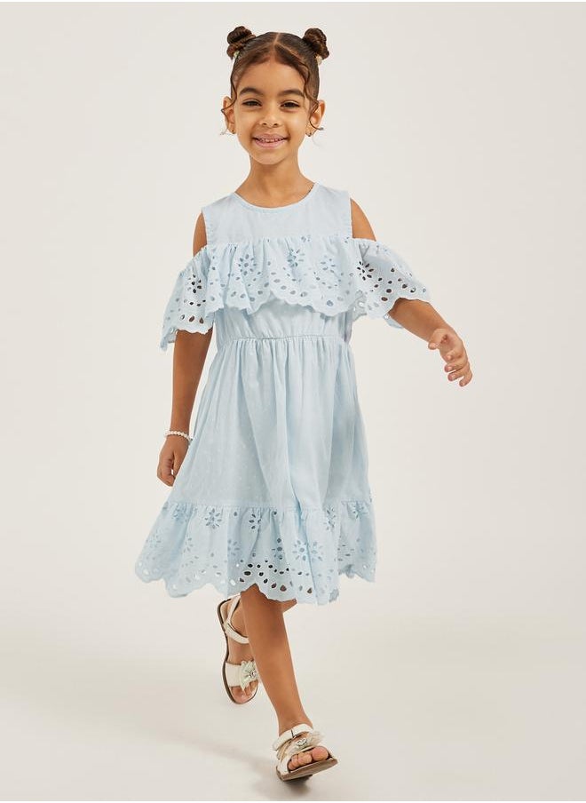 Styli Cold Shoulder Sleeve Schiffli Dress  - Image 1