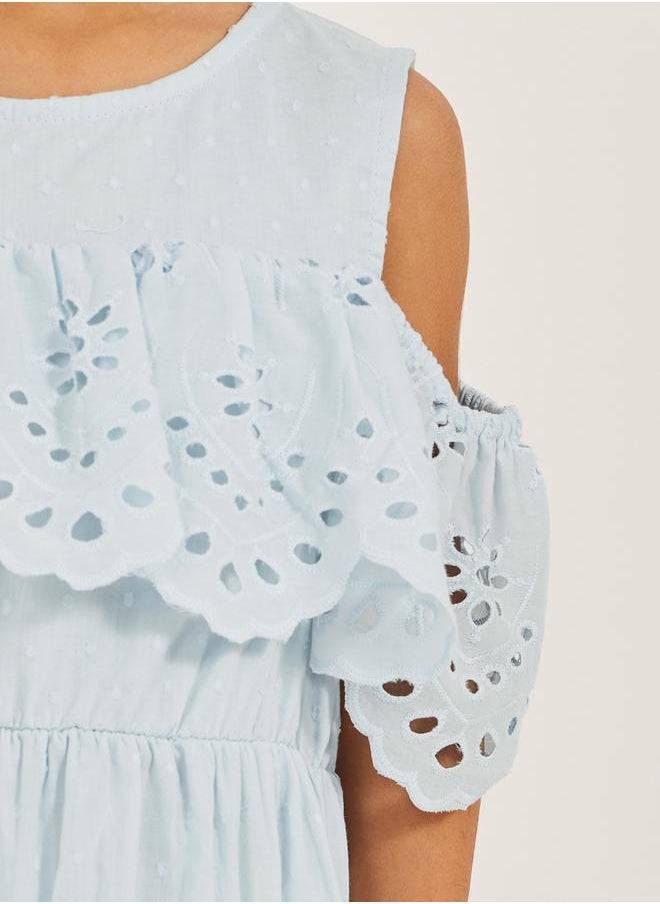 Styli Cold Shoulder Sleeve Schiffli Dress  - Image 3