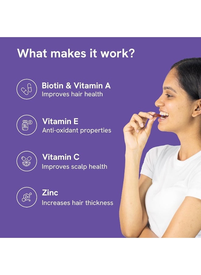 Be Bodywise Biotin Hair Gummies For Stronger, Shinier Hair And Nails 30 Day Pack With Biotin, Zinc, Folic Acid  - Image 2