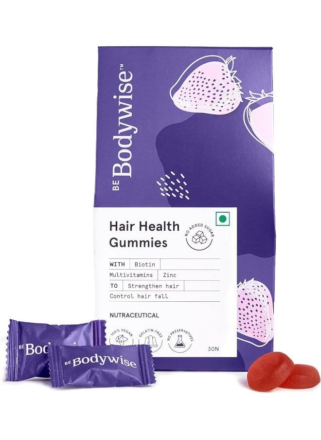 Be Bodywise Biotin Hair Gummies For Stronger, Shinier Hair And Nails 30 Day Pack With Biotin, Zinc, Folic Acid  - Image 1