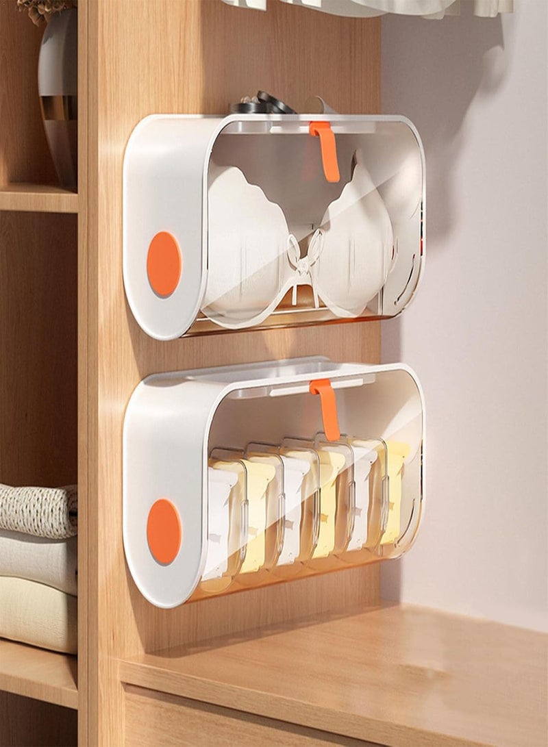 GGOOT Hanging Underwear Storage Box - Socks Storage Box With Divided Compartments | Transparent Socks Organizer With Adjustable Compartment For Bathroom Dorm Room Bedroom - Image 2