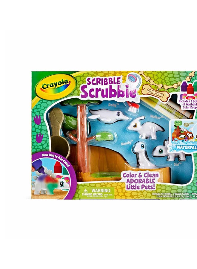 Crayola ألعاب الديناصورات القابلة للرسم مع منزلق المياه، ألعاب ديناصورات للأطفال، لعبة تنظيف الحيوانات الأليفة، هدايا للأولاد والبنات، أعمار 3 سنوات وما فوق - Image 1