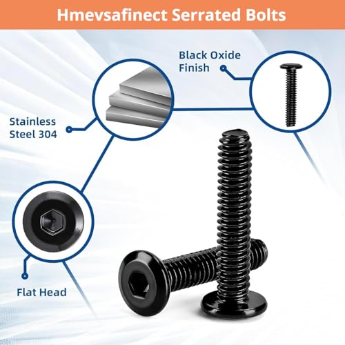 Hmevsafinect 16 Pack M6 x 25 mm Flat Head Hex Socket Cap Screws Bolts, 304 Stainless Steel 18-8 Black Oxide, Connector Bolts Screws for Furniture, Full Thread (M6 x 25mm 16PCS) - Image 3