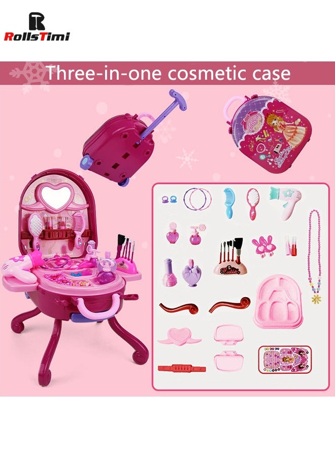 رولستيمي مجموعة مكياج ألعاب للبنات ألعاب تلبيس ، طاولة مكياج قابلة للطي ، حقيبة قابلة للإزالة ، وردي - Image 2