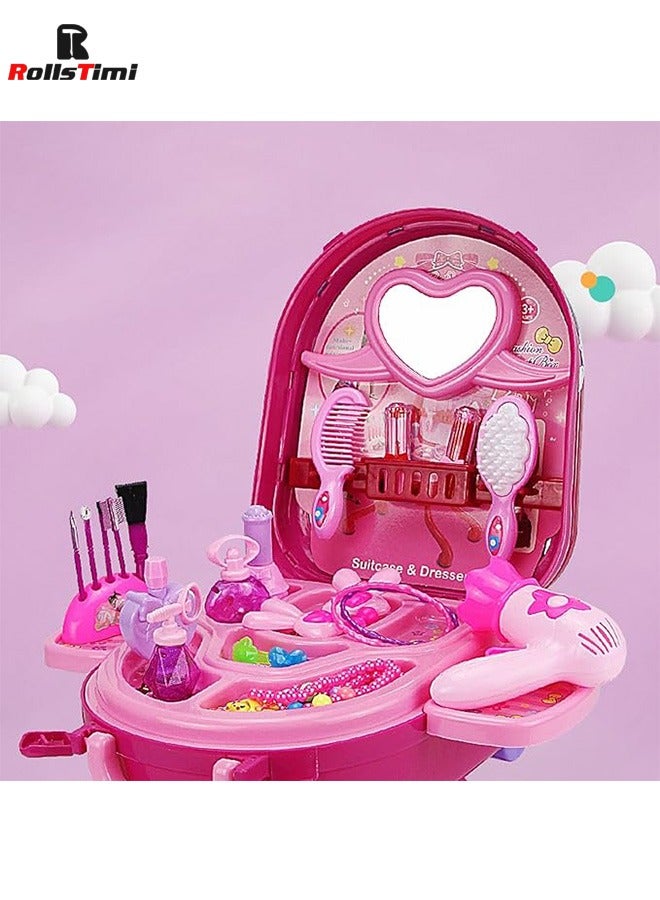 رولستيمي مجموعة مكياج ألعاب للبنات ألعاب تلبيس ، طاولة مكياج قابلة للطي ، حقيبة قابلة للإزالة ، وردي - Image 5