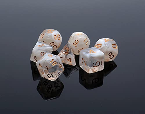 CREEBUY DND Dice Set 7Pcs Transparent Mix White Cloud Dice for Dungeon and Dragons DD RPG Role Playing Games Polyhedral Dice - Image 5