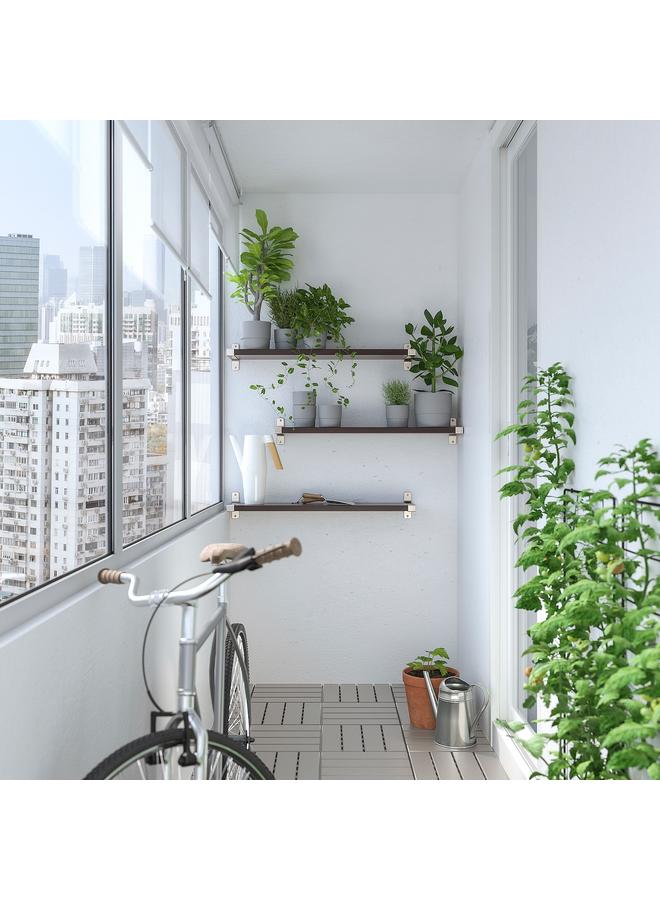 Zaboon Wall shelf combination, brown-black/nickel-plated, 80x20 cm - Image 4