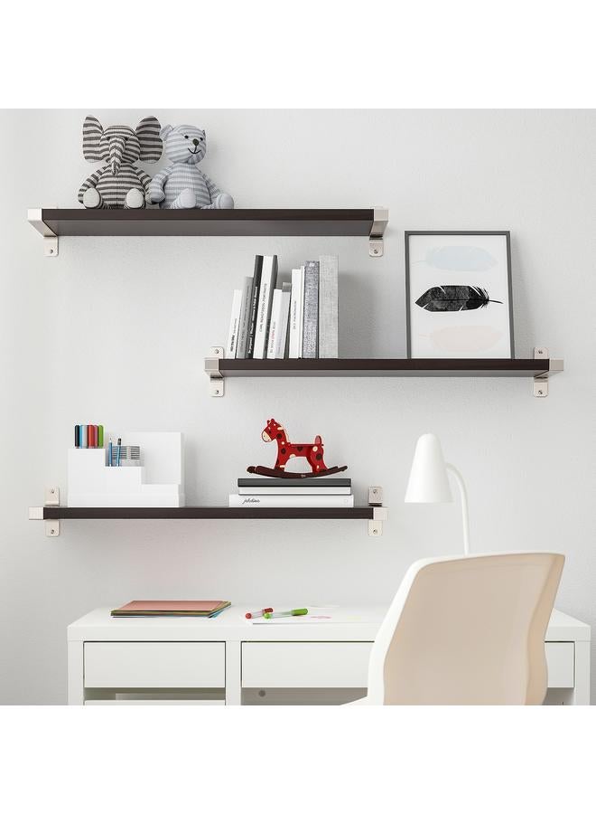 Zaboon Wall shelf combination, brown-black/nickel-plated, 80x20 cm - Image 3