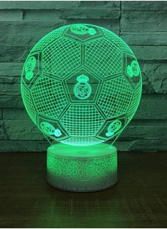 althiqahkey Real Madrid Football 3D Optical Illusion Night Light Table Lamp 7 Colors Change Remote Control with Timer,Dimmable,Battery or USB Powered,EID Birthday Gift for Boys Girls Baby  - Image 4