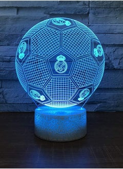 althiqahkey Real Madrid Football 3D Optical Illusion Night Light Table Lamp 7 Colors Change Remote Control with Timer,Dimmable,Battery or USB Powered,EID Birthday Gift for Boys Girls Baby  - Image 3