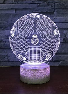 althiqahkey Real Madrid Football 3D Optical Illusion Night Light Table Lamp 7 Colors Change Remote Control with Timer,Dimmable,Battery or USB Powered,EID Birthday Gift for Boys Girls Baby  - Image 2