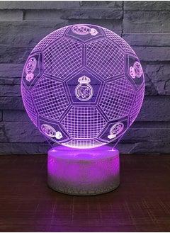 althiqahkey Real Madrid Football 3D Optical Illusion Night Light Table Lamp 7 Colors Change Remote Control with Timer,Dimmable,Battery or USB Powered,EID Birthday Gift for Boys Girls Baby  - Image 1