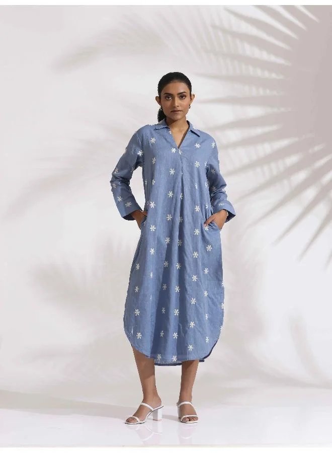 trueBrowns Floral Chambray Dress