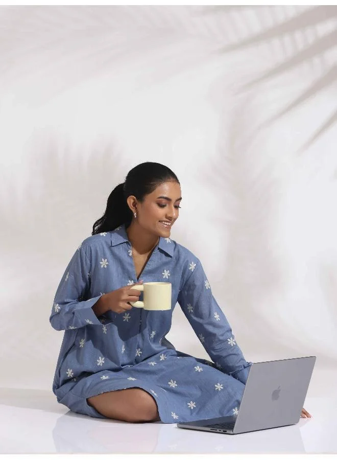 trueBrowns Floral Chambray Dress