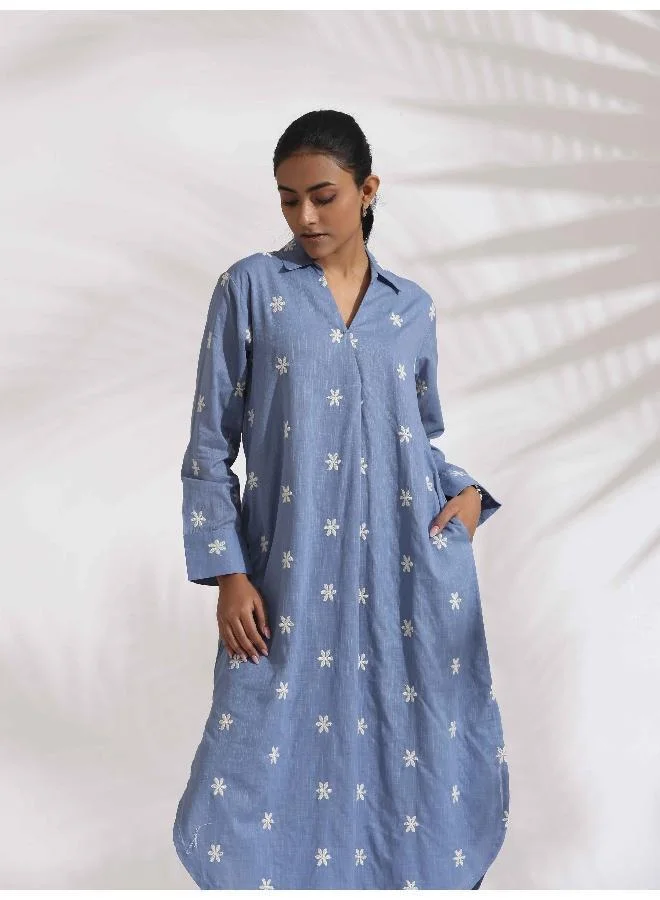trueBrowns Floral Chambray Dress