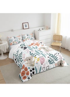 Erosebridal Erosebridal Kawaii Koala Bedding Set, Cartoon Koala Comforter Set Twin, Cute Love Heart Leaf Flower Comforter Set for Kids Girls Boys, Paw Print Animals Quilt Duvet Insert with 1 Pillow Case  - Image 4
