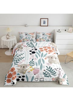 Erosebridal Erosebridal Kawaii Koala Bedding Set, Cartoon Koala Comforter Set Twin, Cute Love Heart Leaf Flower Comforter Set for Kids Girls Boys, Paw Print Animals Quilt Duvet Insert with 1 Pillow Case  - Image 1