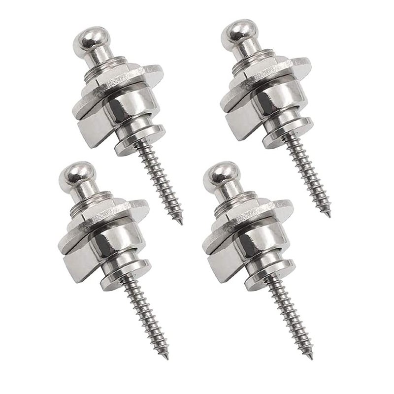 Eyech 4Pcs Guitar Strap Locks Set, Quick Release Security Guitar Straplock Button for Guitar Bass Silver - Image 1