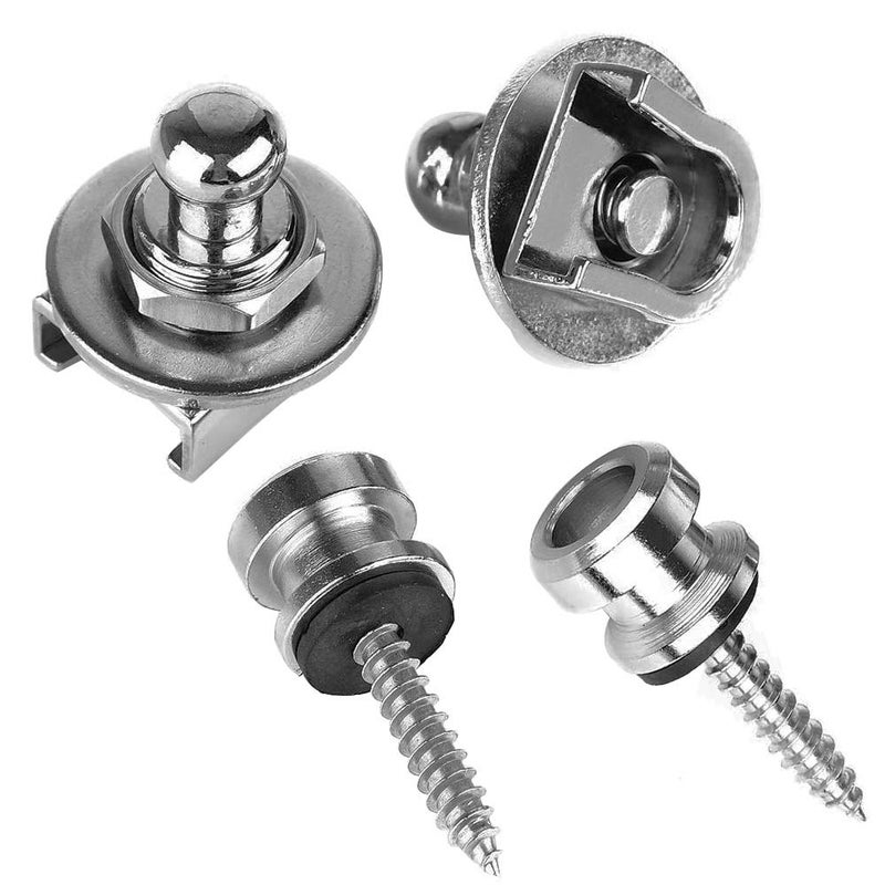 Eyech 4Pcs Guitar Strap Locks Set, Quick Release Security Guitar Straplock Button for Guitar Bass Silver - Image 5
