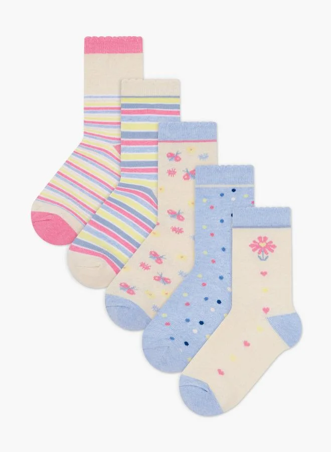 Girls' Socks with Print - Set of 5