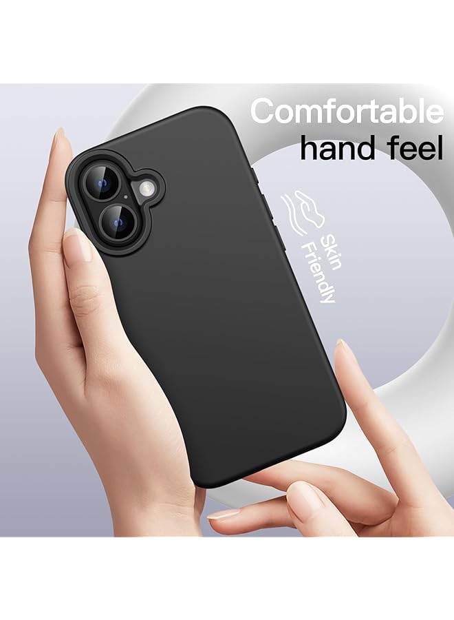 جي تيك جراب سيليكون سائل لهاتف آيفون 16 مقاس 6.1 بوصة، جراب حماية كامل للجسم ناعم الملمس ومضاد للخدش ومضاد للصدمات مع بطانة من الألياف الدقيقة باللون الأسود - Image 3