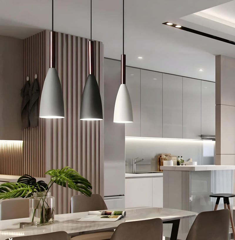 twixle 3-Light Linear Pendant Light, Aluminium and Wood Ceiling Hanging Lamp for Dining Table, Living Room, Bedroom (with Bulb) - Image 2
