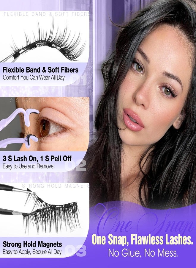 LANFLOWER Magnetic Eyelashes with Applicator Natural Look Magnetic Lashes Wispy False Eyelashes Cat Eye Lashes with Magnets No Glue Needed Lashes Easy to Apply by Lanflower - Image 5