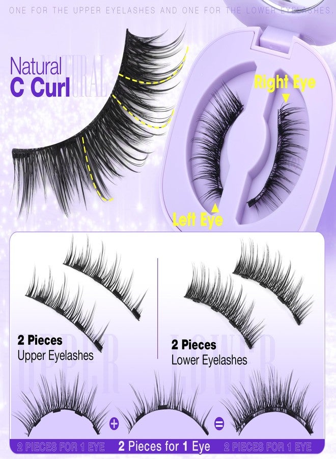 LANFLOWER Magnetic Eyelashes with Applicator Natural Look Magnetic Lashes Wispy False Eyelashes Cat Eye Lashes with Magnets No Glue Needed Lashes Easy to Apply by Lanflower - Image 3