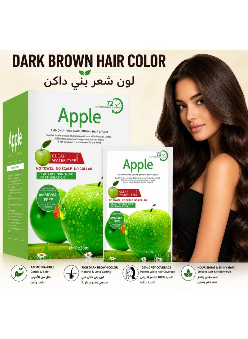 ابل  ١٠ قطع من كريم صبغة الشعر البني الداكن الطبيعي الخالي من الأمونيا ٣٠ مل - Image 1