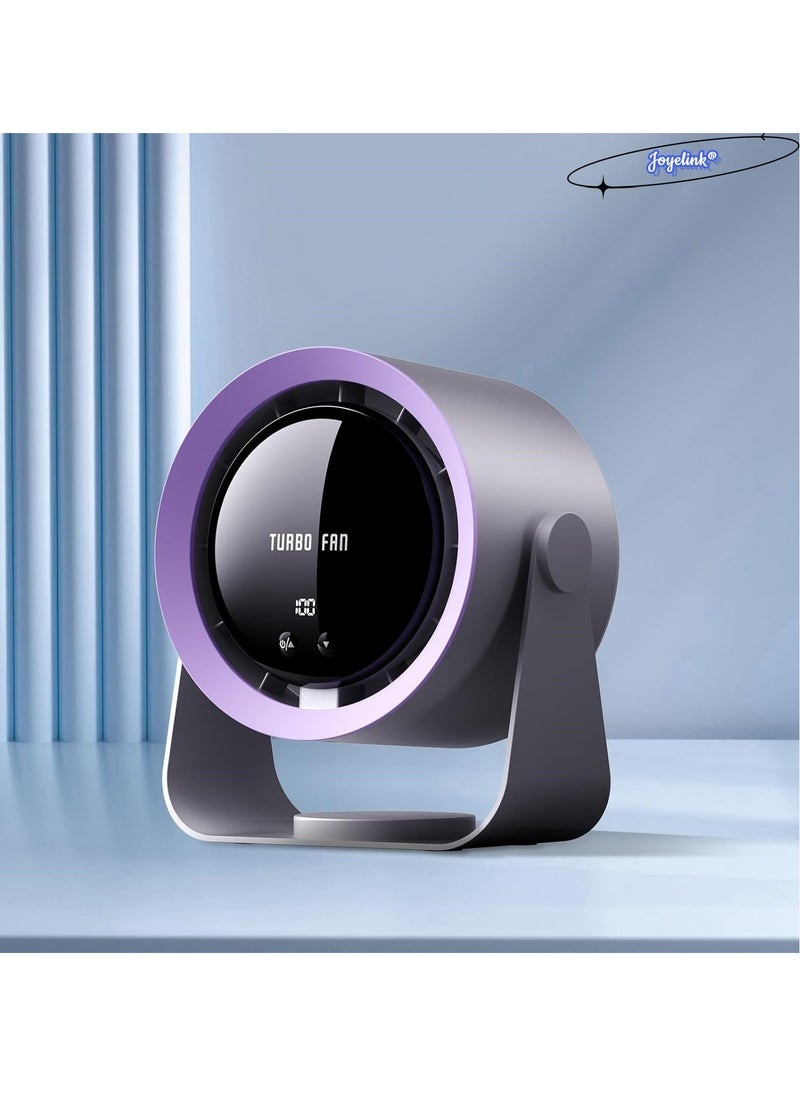 Joyelink USB Desk Fan with LED Display, 5-Speed Adjustable Powerful Airflow, 90° Manual Up-Down Tilt, Compact Hangable Table Fan for Bedroom, Office, Dorm, Kitchen, Living Room, and Home  - Image 1