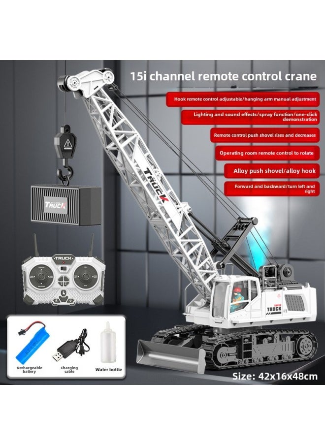 Generic - 9-way 2.4g Remote Control Excavator Automobile Engineering Vehicle Chinese And English Color Box Dirt Cart Dump Truck Toy Car-Color:★Huge 15 Command Crane★White -Proportion:1 Rechargeable Battery - Image 1