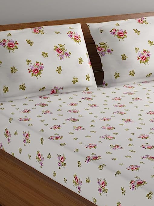Bombay Dyeing 164 TC Cotton Pink Double Bedsheet with 2 Pillow Covers - Image 3