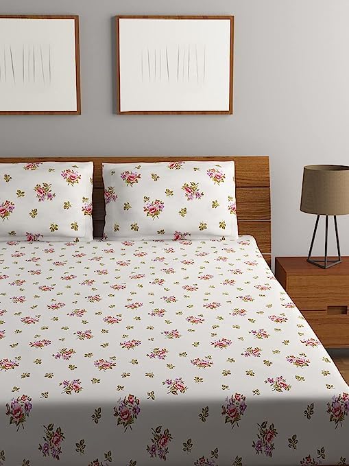 Bombay Dyeing 164 TC Cotton Pink Double Bedsheet with 2 Pillow Covers - Image 2