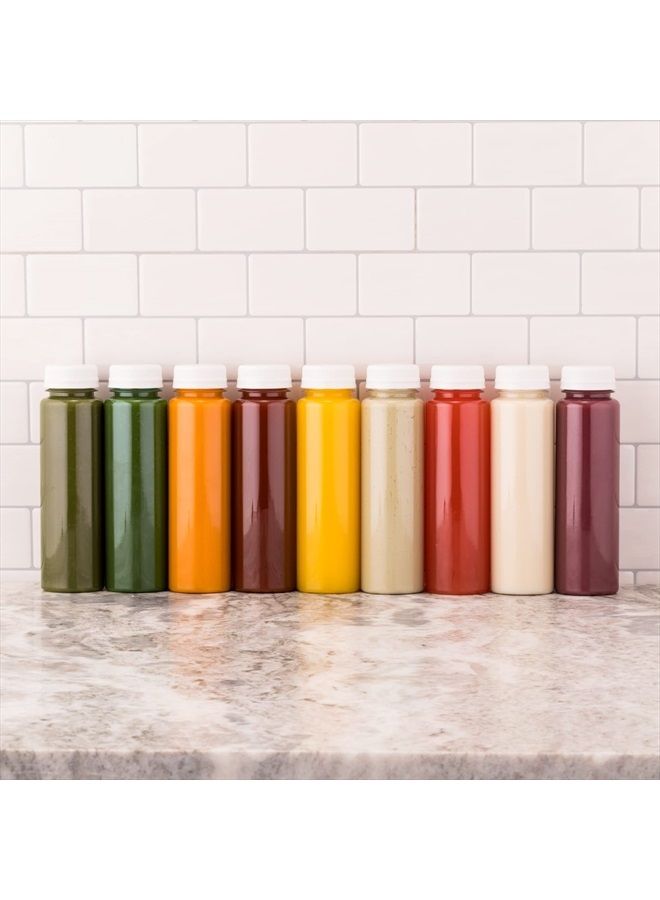 Restaurantware 8-OZ Cylindrical Plastic Juice Bottles - Cold Pressed Clear Food Grade PET Bottles with Tamper Evident Safety Cap: for Cafes & Catering Events - Disposable & Eco-Friendly - 100-CT  - Image 5